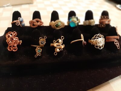 Assortment of Rings on Stand